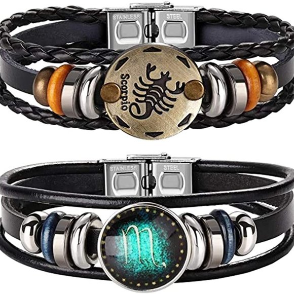 New  Constellation Braided Rope Bracelet - Punk Alloy Leather Bracelet - Picture 9 of 14